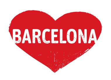 Kırmızı Grunge Heart damgası. Barselona Vektör Tasviri 'ne bayılırım..  