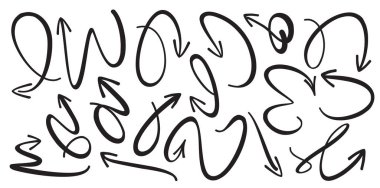 Siyah çizim okları ve simgeler koyun. Vektör arkaplanı. Web sitesi için grafiksel.