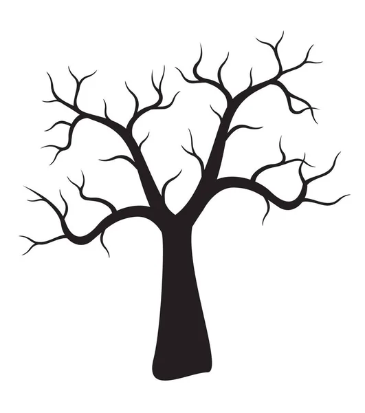 Árvore Nua Preta Esboço Vetor Ilustração —  Vetores de Stock