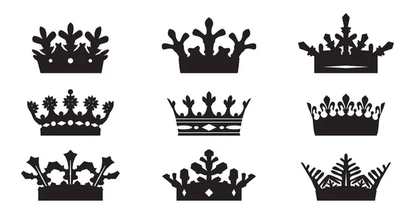 Set Corona Negra Iconos Vectoriales — Vector de stock
