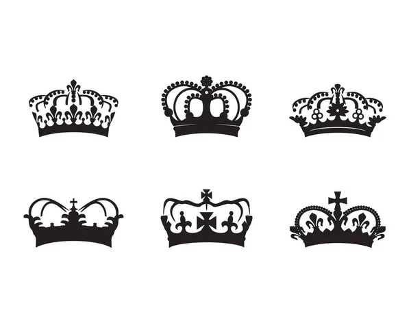 Gran Set Corona Negra Iconos Del Esquema Vectorial — Archivo Imágenes Vectoriales