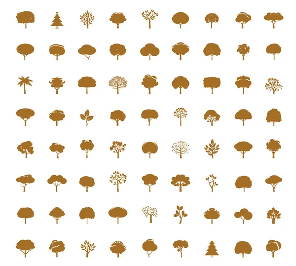 Goldene Bäume Setzen Vektorskizze Illustration Baum Des Lebens — Stockvektor
