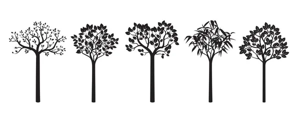 设置黑色树 病媒说明 生命之树 — 图库矢量图片