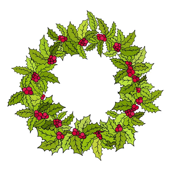 Christmas Vector Holly Wreath Christmas Decoration — Stock Vector
