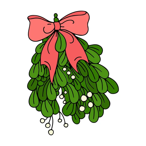 Vector Icon Christmas Mistletoe Christmas Decoration — Stock Vector