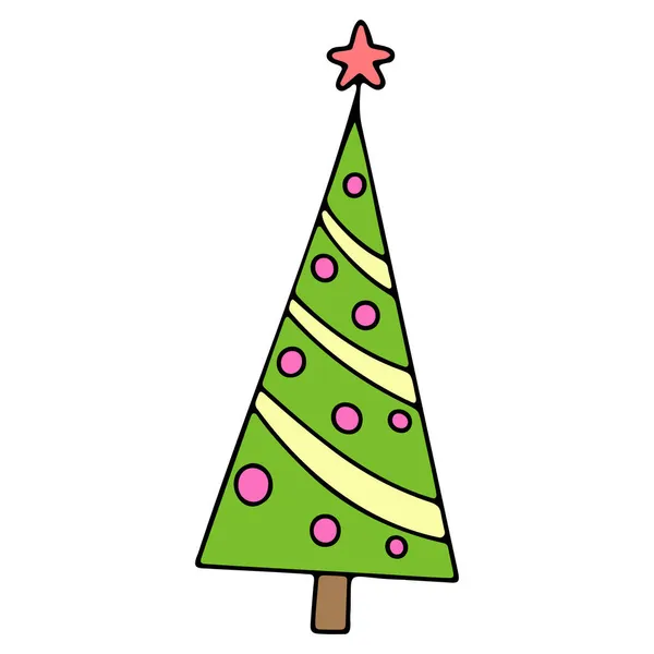 Vector Christmas Tree Icon Christmas Decoration Decor — Stock Vector