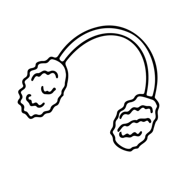 Doodle Vektor Illustration Eines Winter Kopfhörers — Stockvektor