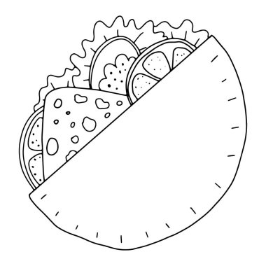 Vektör karalama ikonu pitaları, fast food simgesi