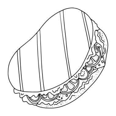 Vektör karalama ikonu sandviçi, fast food simgesi