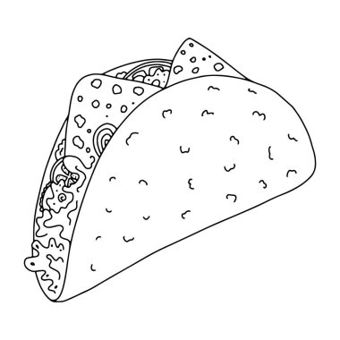 Vektör karalama ikonu tacolar, fast food ikonu