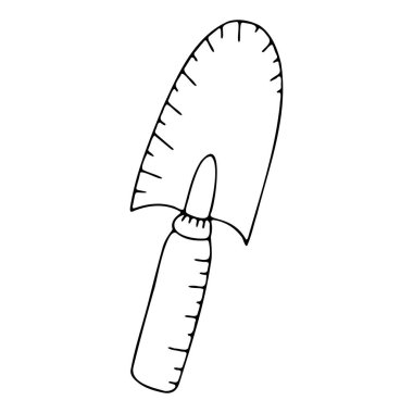 Bahçe aleti karalama ikonu, kürek, tırmık, makas, bahçe ve sebze bahçesi ikonu