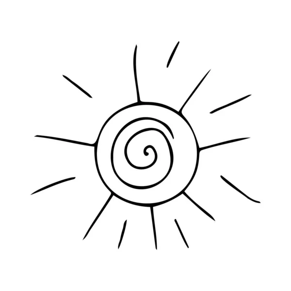 Doodle Sun Icon Curl Cute Sunny — Stock Vector