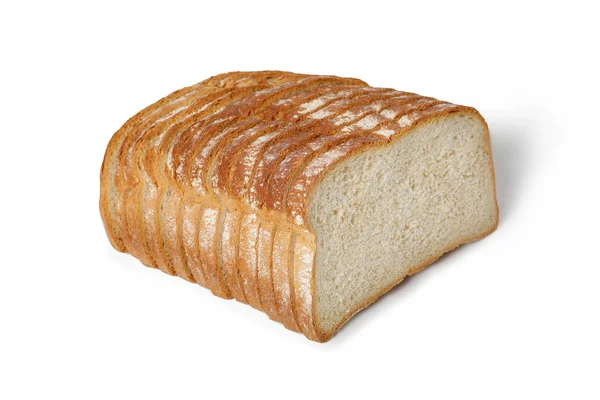 Geschnittenes Frisches Brot Isoliert Auf Weißem Hintergrund — Stockfoto