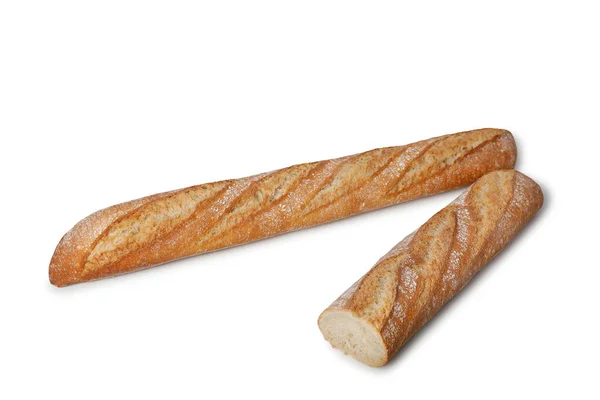 Baguette Franskt Bröd Isolerad Vit Bakgrund — Stockfoto