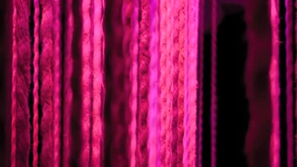 Umělecká instalace - závěsná lana s barevným osvětlením — Stock video
