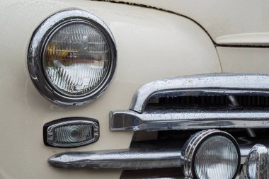White GAZ M20 Volga at Classic Soviet Car Exhibition