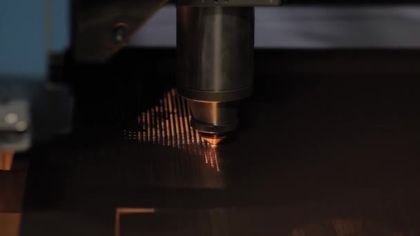 Automatic cnc laser cutting machine working with many sparks - slow motion — Stock Video