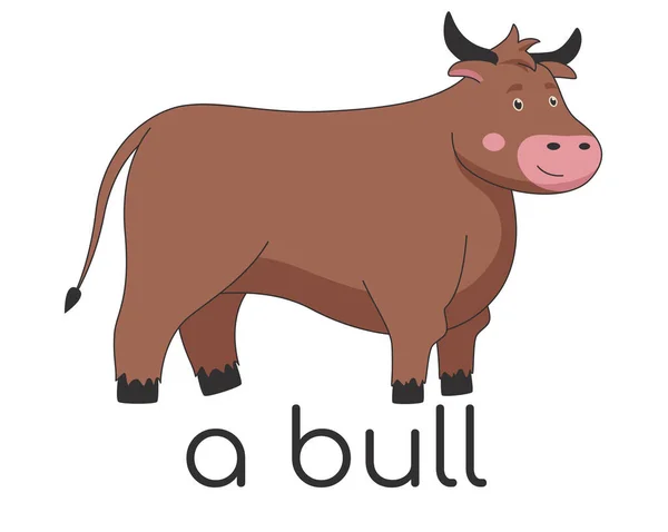 Мультяшний персонаж бика. Барвистий дизайн для дітей — стоковий вектор