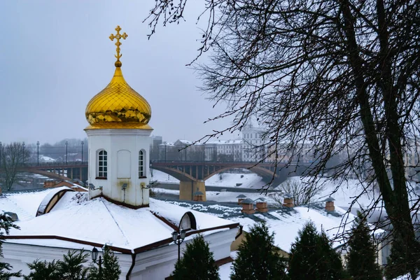 Vitebsk Bielorrússia Fevereiro 2022 Paisagem Urbana Inverno Convento Espírito Santo — Fotografia de Stock