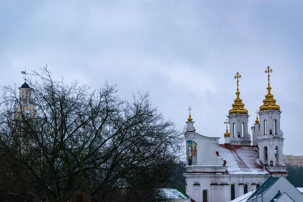 Vitebsk Bielorrússia Fevereiro 2022 Paisagem Urbana Inverno Igreja Ressurreição Foto — Fotografia de Stock