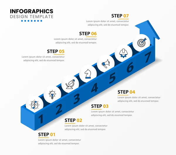 Modelo Design Infográfico Conceito Criativo Com Passos Pode Ser Usado — Vetor de Stock