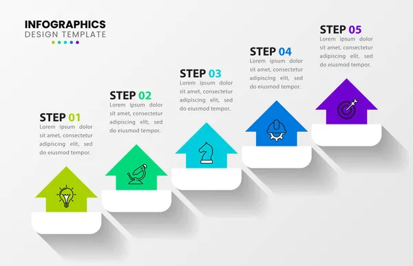 Modelo Design Infográfico Conceito Criativo Com Passos Pode Ser Usado — Vetor de Stock