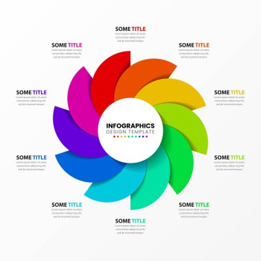 Infographic tasarım şablonu. 10 adımlı yaratıcı bir kavram. İş akışı düzeni, diyagram, pankart, web tasarımı için kullanılabilir. Vektör illüstrasyonu.