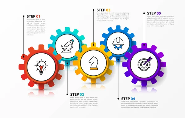 Infographic Template Icons Options Steps Gears Can Used Workflow Layout — Stockový vektor