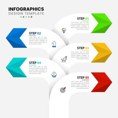 Infographic template with icons and 5 options or steps. Signpost. Can be used for workflow layout, diagram, banner, webdesign. Vector illustration