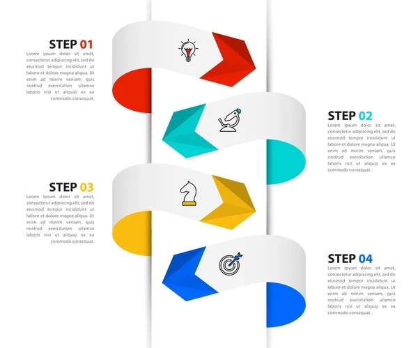 Modèle Infographie Avec Icônes Options Étapes Des Flèches Peut Être — Image vectorielle