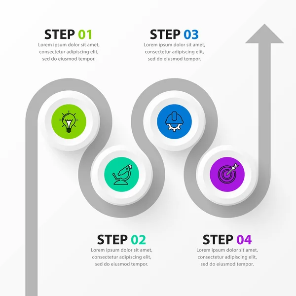 Plantilla Infográfica Con Iconos Opciones Pasos Camino Puede Utilizar Para — Vector de stock