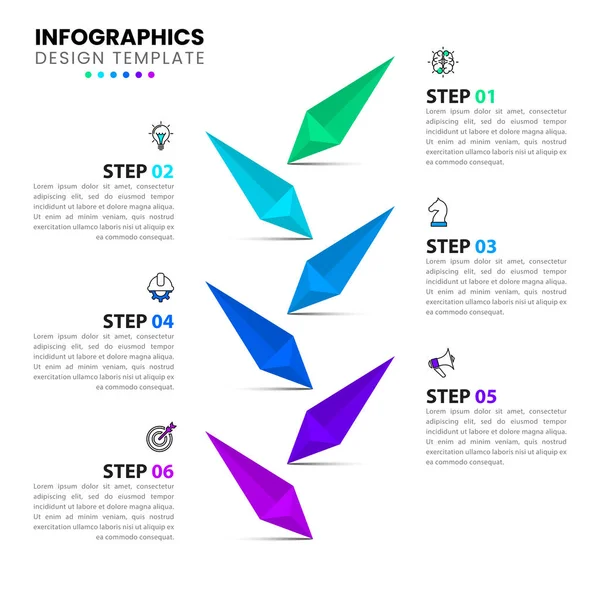 Plantilla Infográfica Con Iconos Opciones Pasos Flechas Puede Utilizar Para — Vector de stock