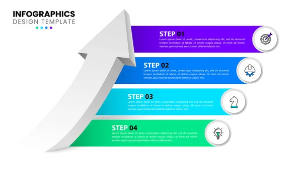 Инфографический Шаблон Иконками Вариантами Шагами Стрела Использоваться Верстки Рабочих Процессов — стоковый вектор