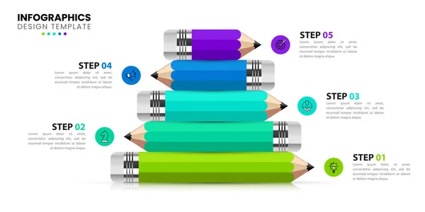 Infographic Template Icons Options Steps Pencil Can Used Workflow Layout — Stock Vector