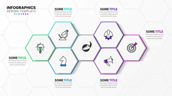 Plantilla Infográfica Con Iconos Opciones Pasos Hexágono Puede Utilizar Para — Vector de stock