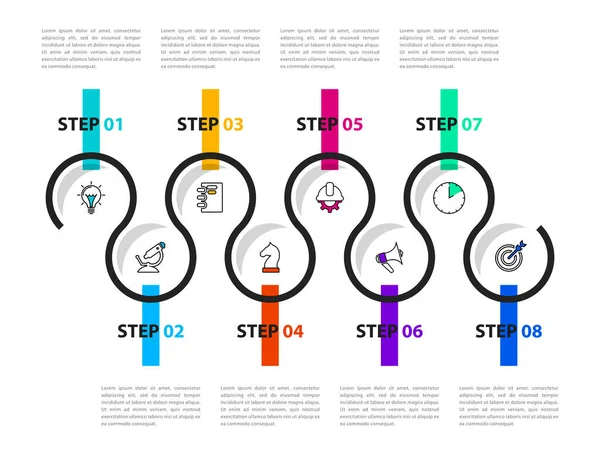 Infografik Vorlage Mit Symbolen Und Optionen Oder Schritten Zeitleiste Kann — Stockvektor