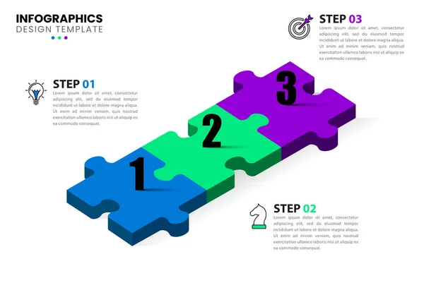 Infografische Template Met Pictogrammen Opties Stappen Een Puzzel Kan Gebruikt — Stockvector