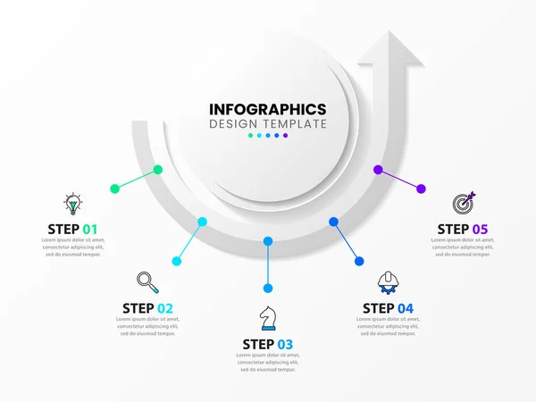 Plantilla Infográfica Con Iconos Opciones Pasos Flecha Puede Utilizar Para — Vector de stock