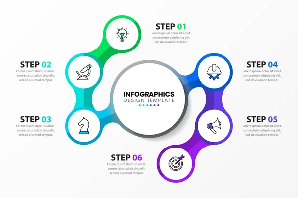 Plantilla Infográfica Con Iconos Opciones Pasos Círculo Puede Utilizar Para — Vector de stock