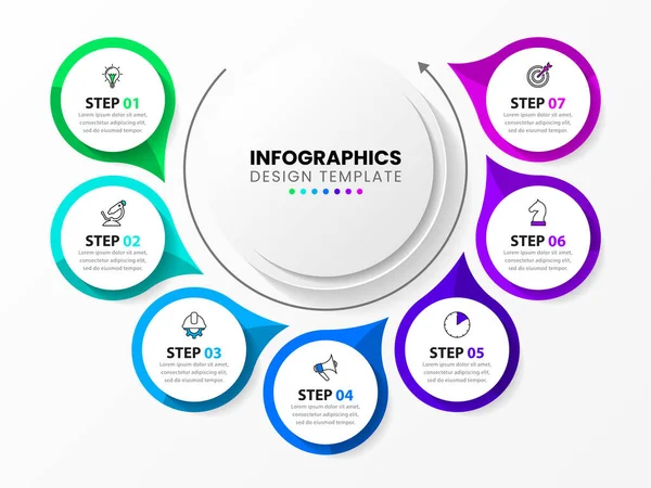 Plantilla Infográfica Con Iconos Opciones Pasos Círculo Puede Utilizar Para — Vector de stock