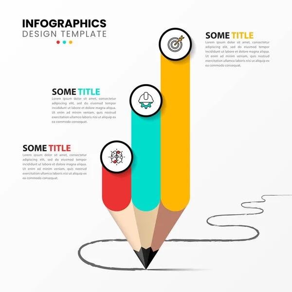 Plantilla Infográfica Con Iconos Opciones Pasos Lápiz Puede Utilizar Para — Vector de stock