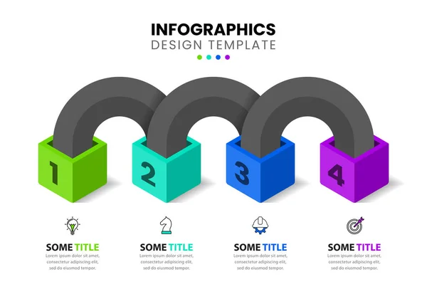 Infographic Template Icons Options Steps Cubes Can Used Workflow Layout — Wektor stockowy