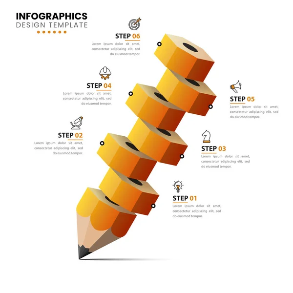 Infografik Vorlage Mit Symbolen Und Optionen Oder Schritten Bleistift Kann — Stockvektor