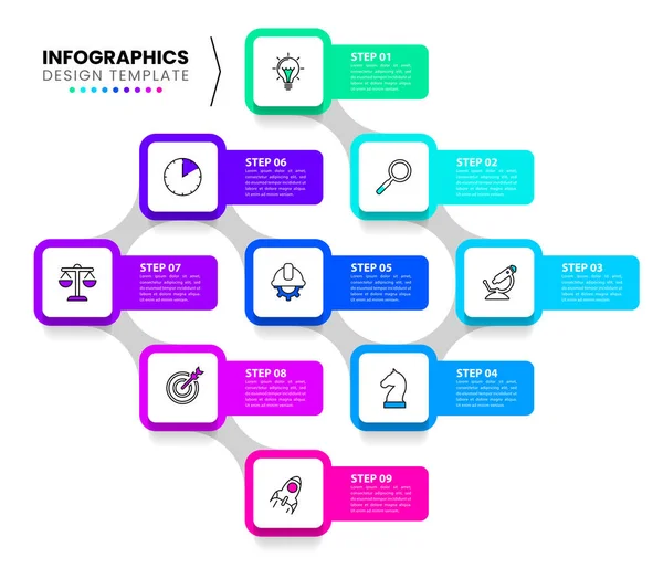 Інфографічний Шаблон Піктограмами Параметрами Або Кроками Хронологія Може Використовуватися Компонування — стоковий вектор