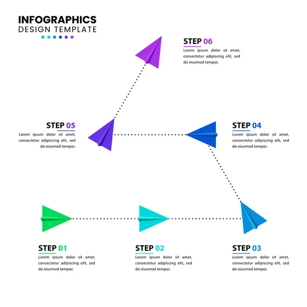 Infografische Template Met Opties Stappen Papieren Vliegtuigen Kan Gebruikt Worden — Stockvector