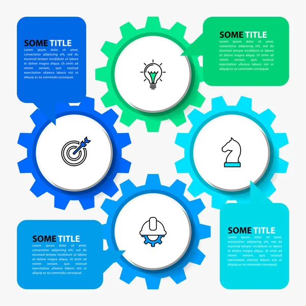 Infographic Template Icons Options Steps Gears Can Used Workflow Layout — Stock Vector