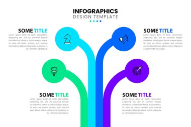 Simgeli bilgi şablonu ve 4 seçenek veya adım. Ağaç. İş akışı düzeni, diyagram, pankart, web tasarımı için kullanılabilir. Vektör illüstrasyonu