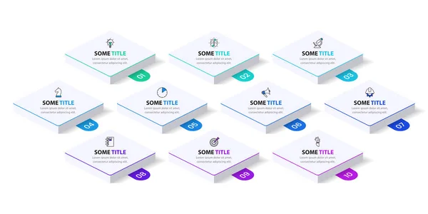 Infographic Template Icons Options Steps Squares Can Used Workflow Layout — Vector de stock