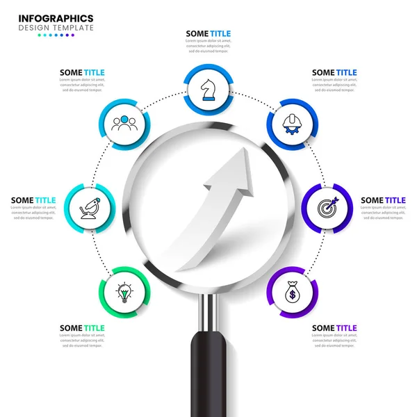 Modelo Infográfico Com Ícones Opções Passos Ampliador Pode Ser Usado — Vetor de Stock