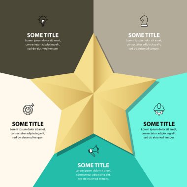 Infographic template with icons and 5 options or steps. Star. Can be used for workflow layout, diagram, banner, webdesign. Vector illustration